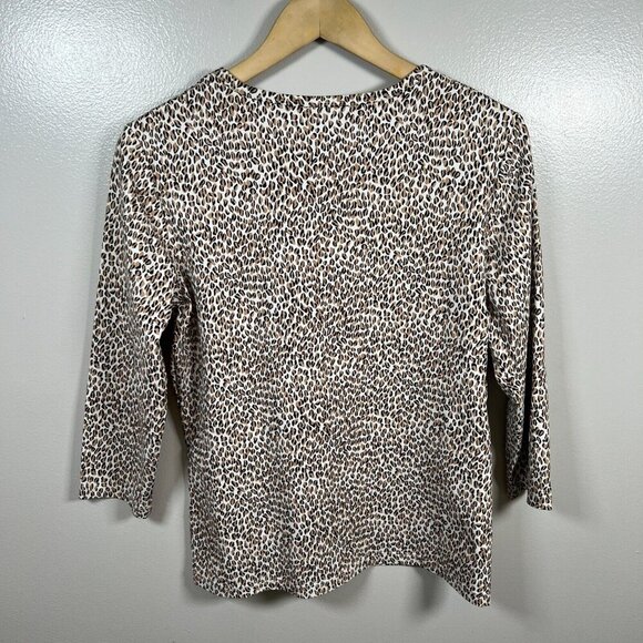 J.Mclaughlin Catalina Cloth Top Size Large Leopard Brown Stretch Travel Work - Picture 2 of 8